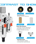 Three Eighths Inch NPT Auto Drain Air Filter Regulator Lubricator FRL Heavy Duty Combo with water oil trap illustration
