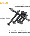Crib Screws Kit M6 1.0 Black Hex Socket Cap Bolts assorted lengths carbon steel with barrel nuts shown on white background