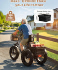Electric Tricycle For Adults 1200W Peak Power 36V 20Ah Battery 75 Mile Range Large Rear Basket 20 Inch Fat Tire 3 Wheel Folding Ebike Max 20 MPH Lava Color Easy Fold Comfortable Daily Cruiser with rider and cargo baskets
