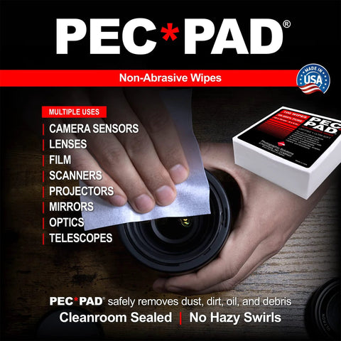 Front view of PEC-PAD lint-free 4x4 in wipes; non-abrasive cloth for cleaning camera lenses and optics