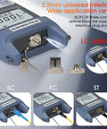 Pro Grade Visual Fault Locator With Optic Fiber Power Meter Kit showing SC, FC, ST interfaces, universal application.