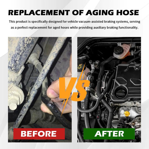 2 Pack 11/32 Inch By 36 Inch Car Brake Booster Vacuum Hose Kit With Clamps before and after replacement image