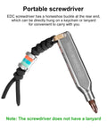 Slick Titanium Pocket Screwdriver Featuring Ten Versatile Bit Sizes Magnetic Repair Multitool And Precision EDC Gear Gotta Have Home Improvement Kit For Pro Level Quick Fixes On The Fly with horseshoe buckle for keychain attachment.