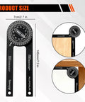Seven Inch Aluminum Miter Saw Protractor With Sick Accuracy And Bonus Adjustment Wrench Built Tough for precise angle measurements.