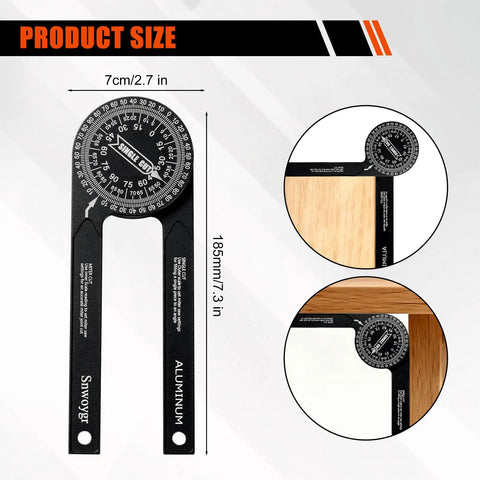 Seven Inch Aluminum Miter Saw Protractor With Sick Accuracy And Bonus Adjustment Wrench Built Tough for precise angle measurements.