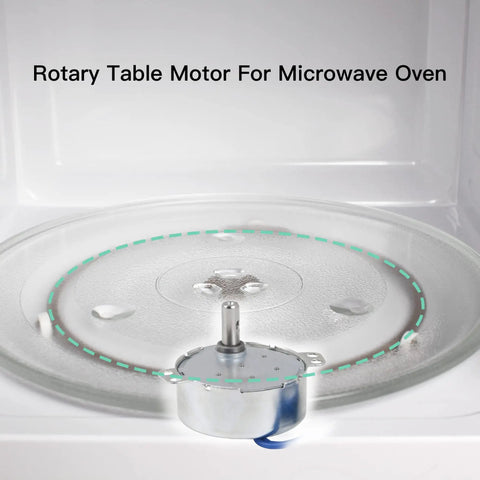 Rotary table motor positioned in a microwave oven setting