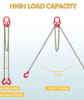WowDIY lifting chain sling with two legs and adjuster hooks, 5/16 in × 10 ft, 7000 lbs capacity, front view