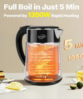 1.8L Electric Kettle With Double Wall Insulation For Safe Touch 1350W Fast Boil 304 Stainless Interior Auto Shut Off And Boil Dry Protection Zero Plastic Contact Gold Finish For Your Quick Tea And Coffee In A Snap On Busy Mornings