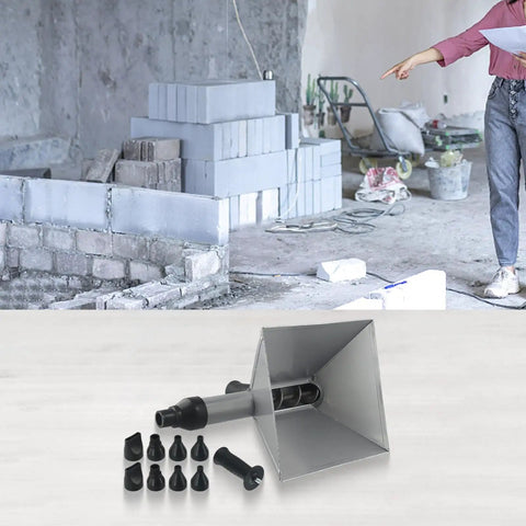 Heavy Duty Mortar Sprayer Electric Drill Attachment For Stucco Plastering Concrete With Eight Precision Tips and Slick Flow Control, showcasing nozzles.