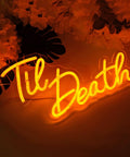 Til Death Neon Light Sign USB Powered LED Decor For Halloween Weddings Parties And Bridal Showers 17 Inch Orange Bedroom Wall Decor With On Off Switch 5V Dope Vibe glowing in dark setting