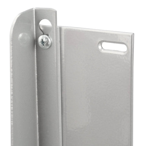 Close-up of Door Mount Platinum Bracket Kit With Four Screws, Six-Way Adjustable Cabinet Door Support with keyhole mount