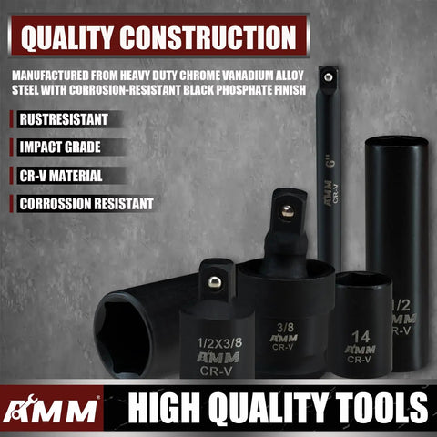 Impact Socket Set 48-Piece With SAE And Metric Sockets, CR-V steel, corrosion-resistant finish, various socket sizes shown.