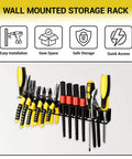 Heavy Duty Wall Mount Screwdrivers And Pliers Organizer Rack For Garage Workshop And Tool Chest Built From Rugged Steel Construction Space Saving Tool Holder For Full Size Screwdrivers And Pliers