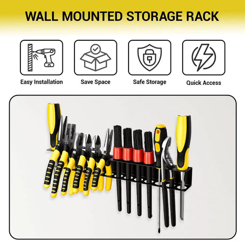 Heavy Duty Wall Mount Screwdrivers And Pliers Organizer Rack For Garage Workshop And Tool Chest Built From Rugged Steel Construction Space Saving Tool Holder For Full Size Screwdrivers And Pliers
