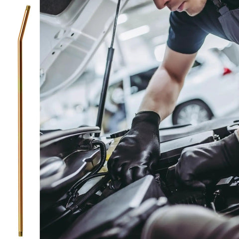 50cm Grease Fitting Extension Hose And Rigid Rod Kit used by mechanic in auto shop for lubrication, hardened steel rod visible