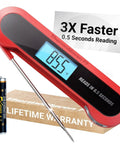 3X Faster 0.5 Second Instant Read Meat Thermometer With Auto Wake And Sleep, Rotating Backlit Display, IP67 Waterproof, battery included