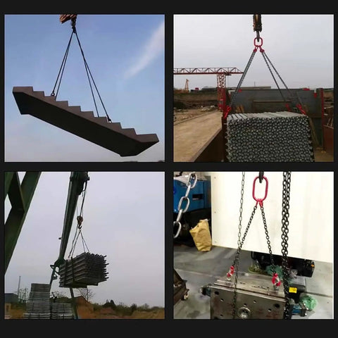 Heavy Duty Four Strand Lifting Chain Sling With Industrial Hoist Chain And Secure Locking Hook lifting steel components on crane.