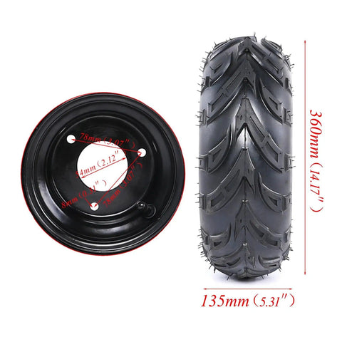 All-In-One 32-Inch Go Kart And Drift Trike Rear Axle Kit With 6-Inch Wheel Tires showing a detailed view of wheel and tire sizes.