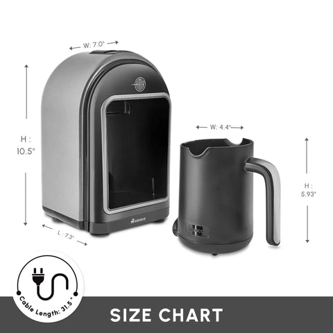 Boss-Grade Turkish Coffee Maker For Five Cups with ember mode, auto temperature control, and overflow protection in galaxy grey
