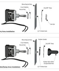 Diagram of Tough As Nails Heavy Duty Toggle Switch 20/15A 125/277V 2 HP with installation steps for dry and wet areas.