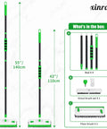 Long Handle Floor Scrub Brush With 3 In 1 Scraper Squeegee And Stiff Bristle Deck Brush For Cleaning Tile Bathroom Patio Deck Garage Grout Kitchen Indoor Use, showing adjustable poles and brush attachments