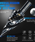 M35 Pro Grade Cobalt Step Drill Bit Set With Four Spiral Flute Nine Sizes From One Eighth To One Inch Three Eighths Inch Shank