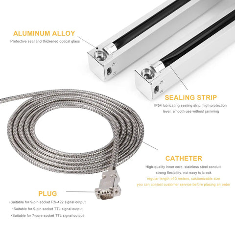 Shop Tough Two Axis Dros Kit Featuring Precision Linear Scale Digital Readout Gauge For Milling Lathe And Drill Equipment Zero Point Zero Zero Five Mm Tolerance No Hassle Setup Silver showing aluminum alloy parts and stainless steel catheter.