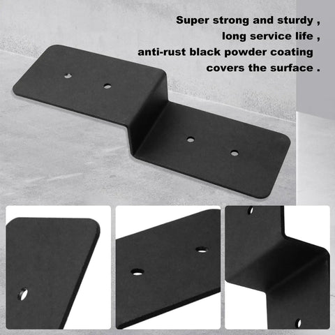 Beefy Heavy Duty Z Shape Bracket Set 3x5 Inches 8 Pcs Z Shape Pergola Brackets Double Angle Channel Supports, black steel