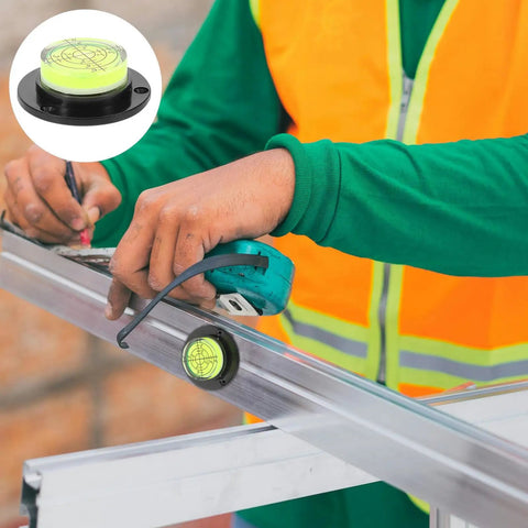 4pcs Acrylic Cylindrical Mini Spirit Level Tool for Precise Measuring used for accurate leveling on a metal track.