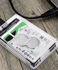Sata Iii To Usb Three Compact Storage Drive Docking Station Enclosure Case With Uasp Support Knockout Transfer Speeds, clear design showing internal drive.