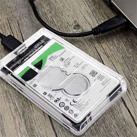 Sata Iii To Usb Three Compact Storage Drive Docking Station Enclosure Case With Uasp Support Knockout Transfer Speeds, clear design showing internal drive.