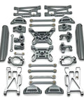 Heavy Duty Aluminum Alloy Parts Bundle For 1/10 Scale RC Crawlers showcasing various suspension parts in silver finish.