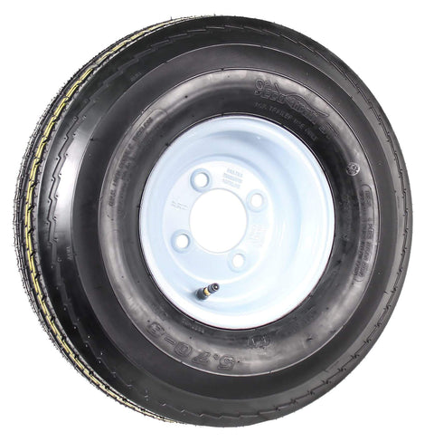Two Pack Trailer Tire On Rim For 570-8 5.70-8 8 Inch White Wheel Load Range C Four Lug Pattern With Two Year Warranty And Roadside Assistance For Durable Trailer Tire And Rim Assembly