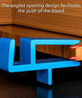 Pro Grade Woodworking Jigs Set Scribing Fillers Toe Kick Markers Ceiling Scribe Tools For Seamless Cabinet Installations Gap Free Finish Quick Draw Easy Setup No Sweat Four Pack blue scribing tool with angled opening on a wooden surface.