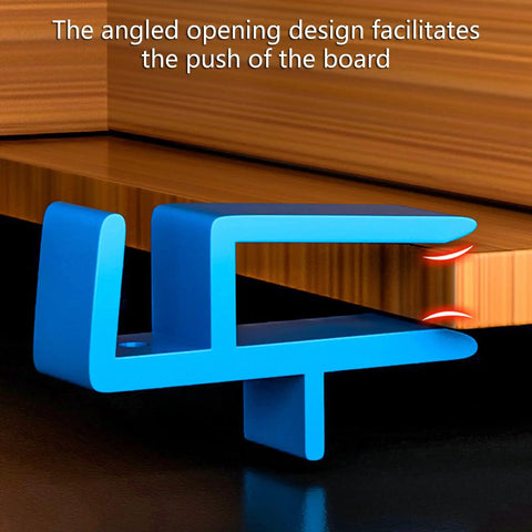 Pro Grade Woodworking Jigs Set Scribing Fillers Toe Kick Markers Ceiling Scribe Tools For Seamless Cabinet Installations Gap Free Finish Quick Draw Easy Setup No Sweat Four Pack blue scribing tool with angled opening on a wooden surface.