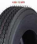 Heavy Duty Trailer Tires For Utility Boat Camper And Hauler Trailers, 4.80-12 6PR size, close-up of durable tread design