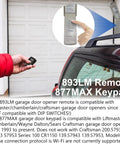 Universal All In One Garage Door Opener Keypad And Remote For Old School LiftMaster Craftsman Units With Learn Button Colors Yellow Purple Green Red Orange Compatible With 893MAX 877MAX 971LM 891LM 373LM 973LM installed on garage