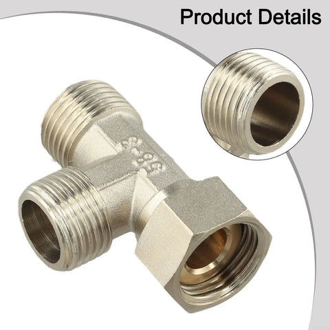 Built Tough Three Way Brass Diverter Valve With Easy Grip Handle And Leak Free Seals Nickel Plated Half Inch Threaded Tee Connector view