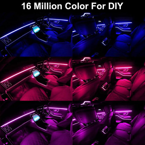 App Controlled Car Interior LED Strip Lights 5 In 1 RGB Color Kit With 16 Million Colors 236 Inches Fiber Optic Music Mode