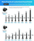 Diagram of Stainless Steel Self Tapping Wood Screws Kit 560 Piece Assortment With Flat Head And Round Head M3 M4 M5 M6 Phillips Drive Zinc Plated Black Finish