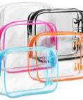 TSA Approved Clear Toiletry Bags Set, 5 Pack In 5 Colors, See Through Cosmetic Organizer Pouches For Carry On, Airport Security Friendly