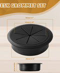Two Piece Desk Grommet Set In Black ABS Plastic For Cable Management, 3.15 Inch (80 mm) Hole Cover, product dimensions illustration