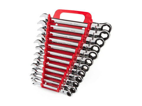 Flex Head Ratcheting Wrench Set, 13-Piece, 1/4 To 1 Inch With Holder, Pro-Grade Alloy Steel Tools
