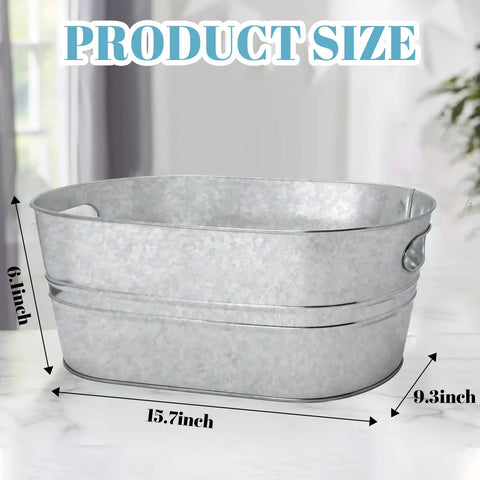 Two Pack 4 Gallon Galvanized Ice Buckets For Parties Portable Beverage Tub Champagne Bucket Metal Ice Buckets For Cocktail Bar
