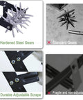 Comparison of Garden Rotary Cultivator With 67 Inch Adjustable Handle And Durable Star Tines and standard gears.