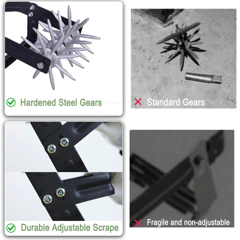 Comparison of Garden Rotary Cultivator With 67 Inch Adjustable Handle And Durable Star Tines and standard gears.