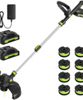 20V Cordless Weed Eater Trimmer With 12-Inch Cutting Width, Two 2.0Ah Batteries And Fast Charger, Auto Line Feed