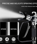 Pro Grade Airless Paint Sprayer Packing A Beefy 950W Motor And Blazing 3300 Psi Output showing precise spraying effect and nozzle.