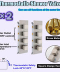 WHSHOWER Brushed Nickel Dual Rain Shower System Bathroom Shower Faucet Set, dual thermostatic shower valves in brass, square design.