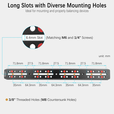 Vixen Style Dovetail Mounting Plate For Telescope Saddle And OTA Base showing 400mm rail with diverse mounting holes